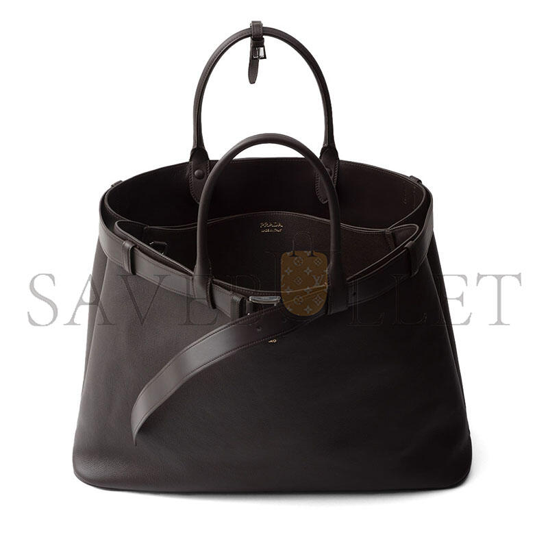 PRADA BUCKLE LEATHER BAG WITH BELT 2VG126 (48*34*18cm)